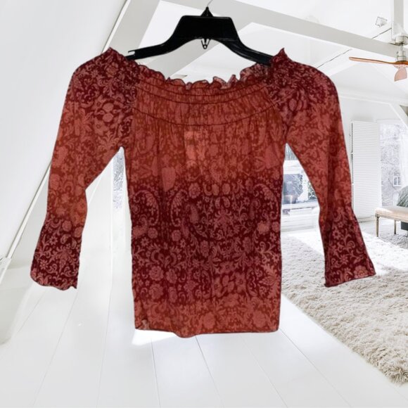 NWT Next Era Off Shoulder Paisley Ruffle Flare Sleeve Boho Top – Size M - Picture 3 of 12